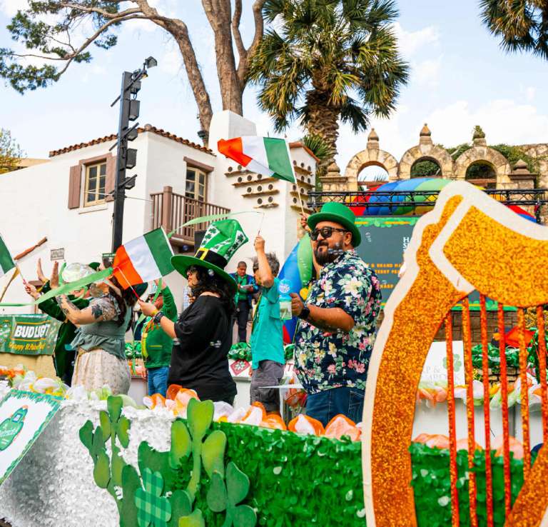 River float at St. Patrick's Parade in San Antonio.