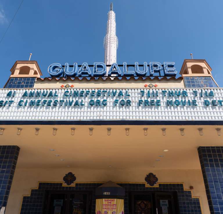 Exterior view of theatre marquee