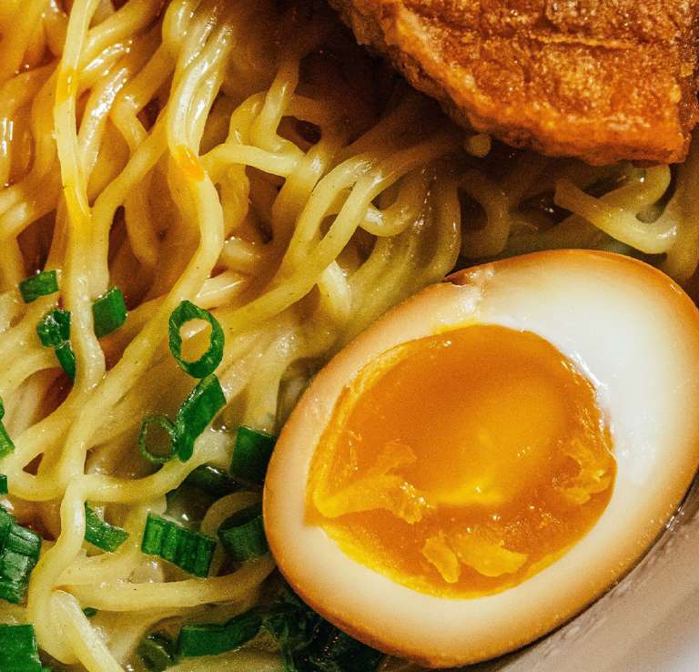 Close up view of ramen dish