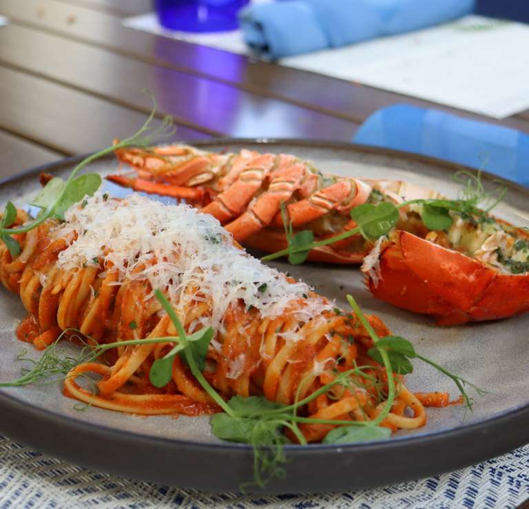 Lobster pasta on dish