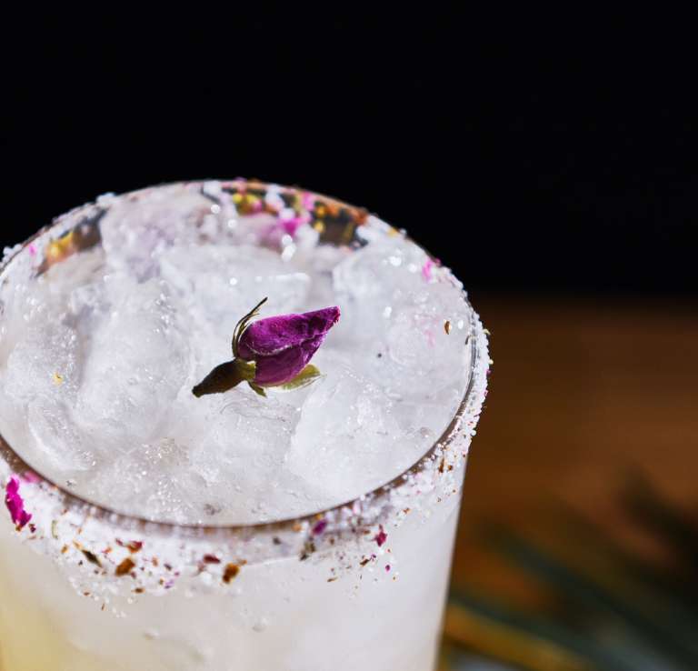 Alcoholic drink with flower in it