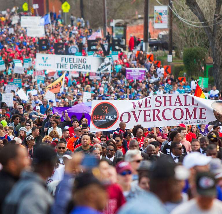 San Antonio crowd marching during MLK March