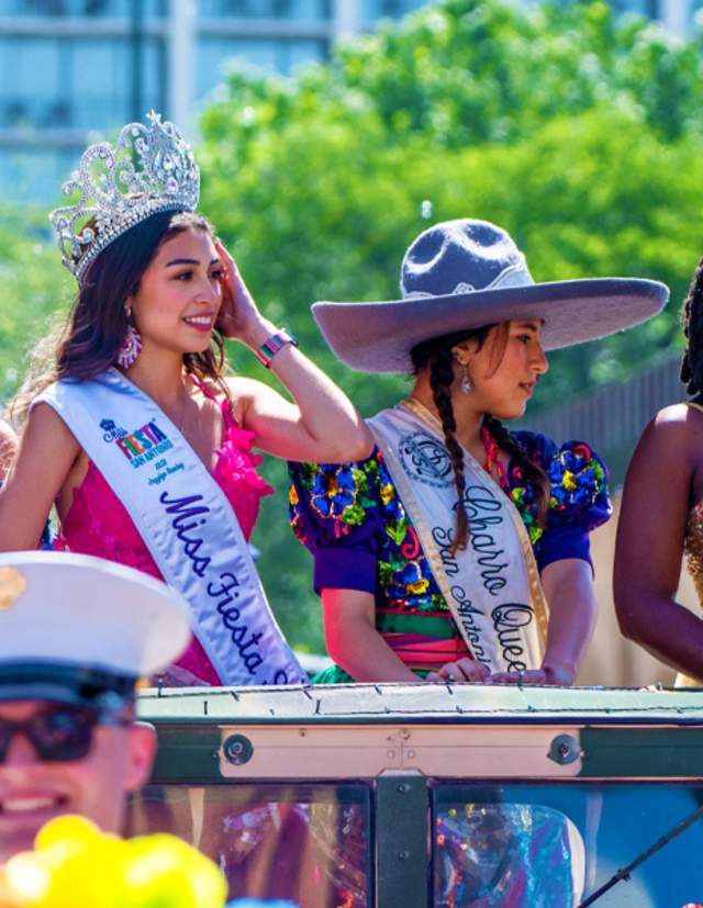 Fiesta Royalty at Battle of Flowers parade.