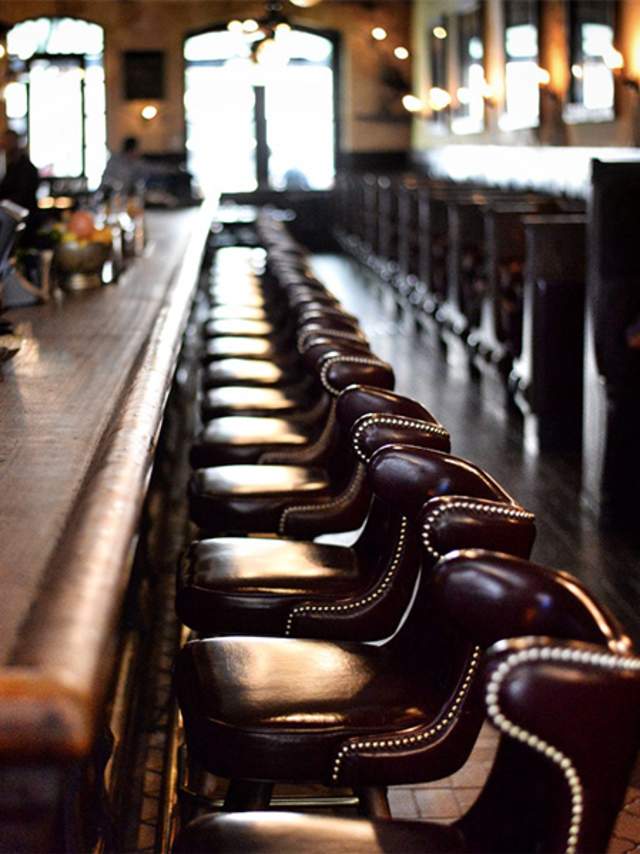 Bar top with empty chairs