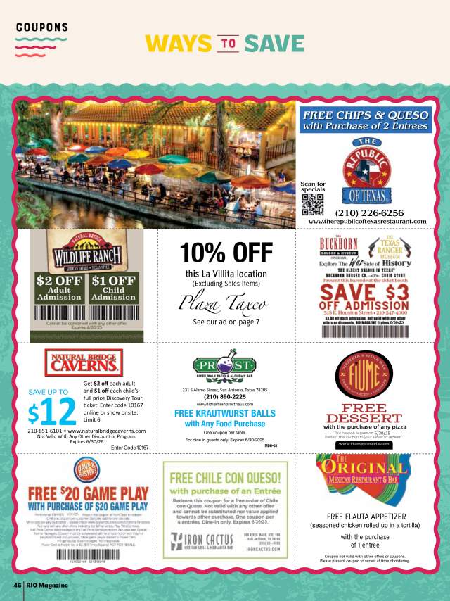 Page spread with coupons