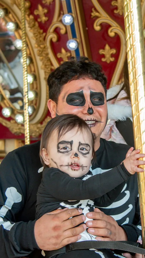 Family dressed as skeletons