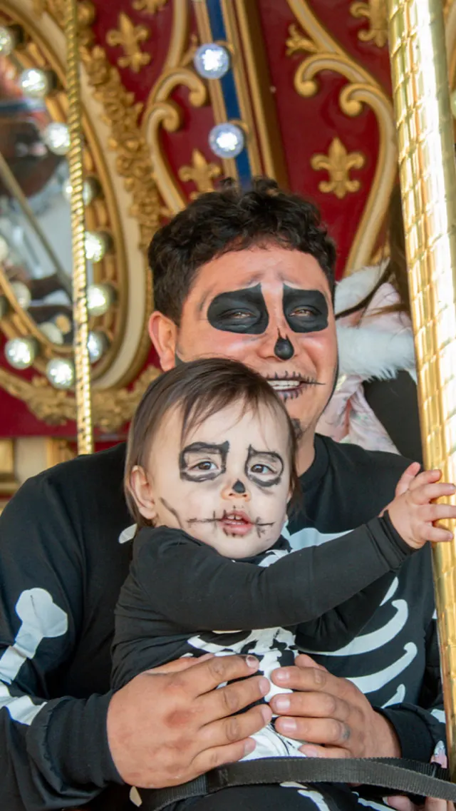Family dressed as skeletons