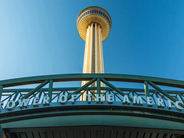 View from below looking up at Tower of the Americas.