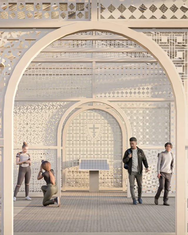 rendering of the interior of the St. James AME Church