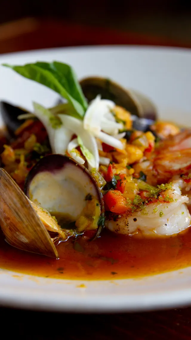 Seafood dish in juices