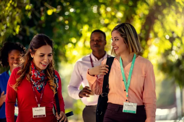 Attendees Walking through San Antonio Botanical Garden