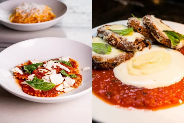 Two dishes at Italian restaurant Battalion