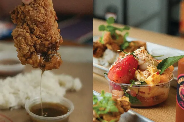 two photos of thai food