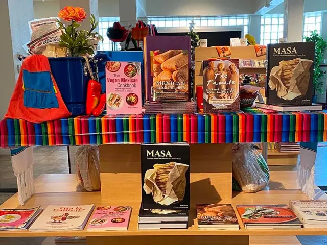 Guadalupe Latino Bookstore Masa cooking books display