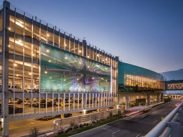 San Antonio International Airport Parking Garage with Mural