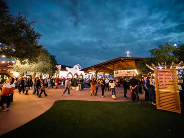 outdoor event patio at night