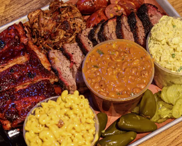 Texas barbecue platter with sides