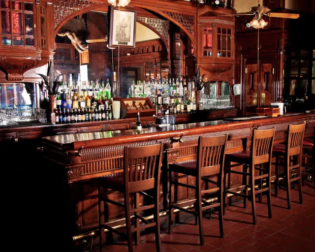 Empty bartop at Menger Hotel in San Antonio.