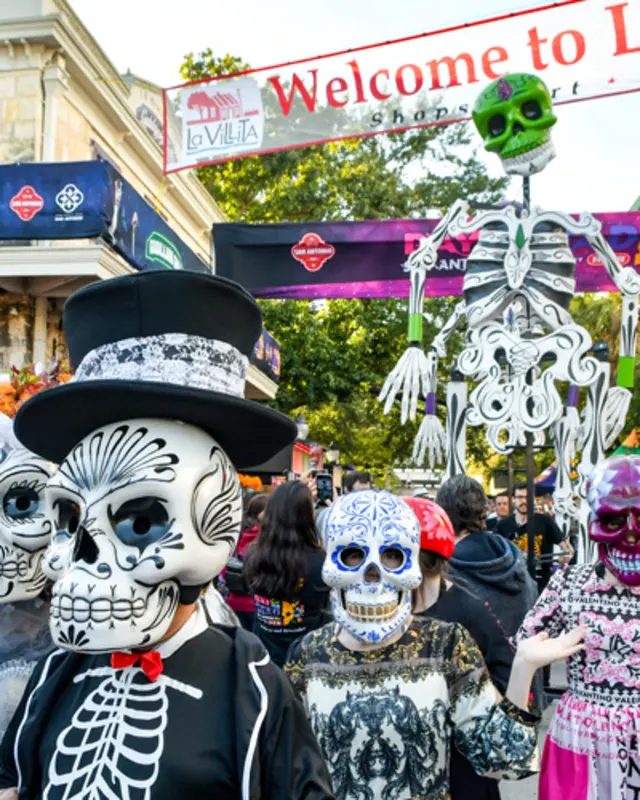 Costumed characters at Day of the Dead La Villita Festival
