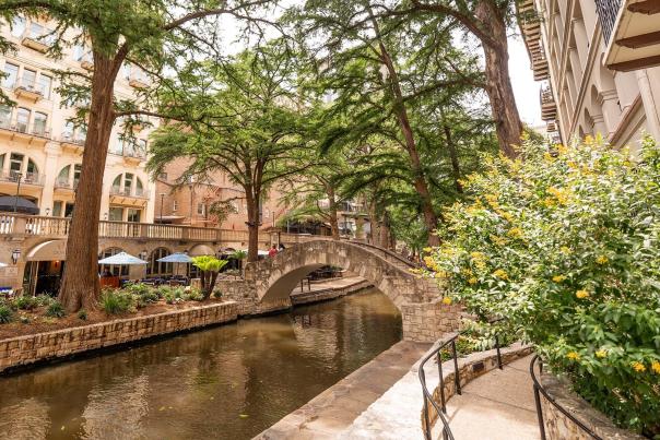 San Antonio River Walk with Selena Bridge