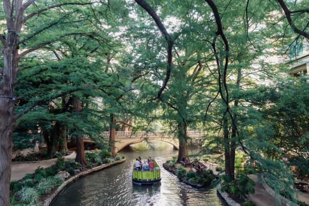 San Antonio River Walk with Barge