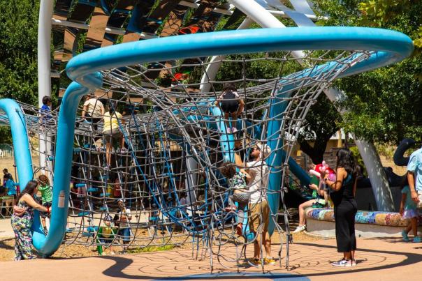 kids playing at outdoor playground