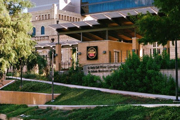 River Walk shot of San Antonio Museum of Art exterior