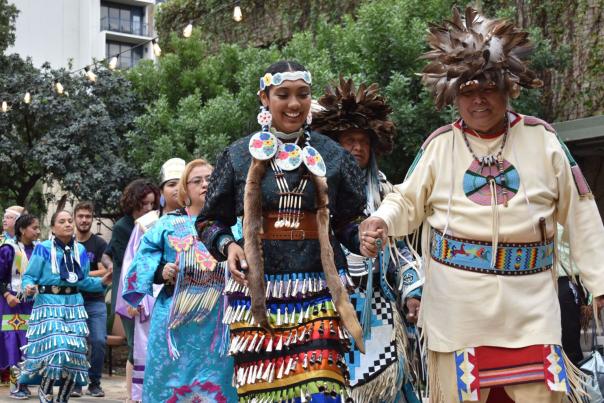 Members of tribe performing at Yanaguana Indian Arts Festival.