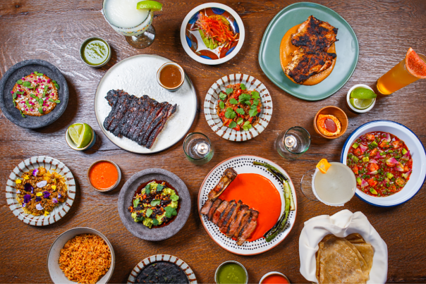 food spread of mexican food on a table
