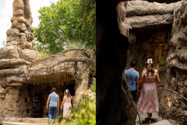 photo split of grotto at san antonio river walk