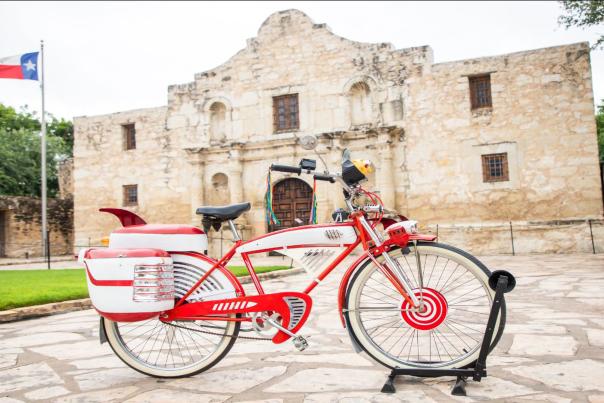 bike in front of the alamo