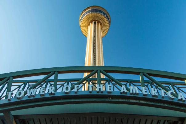 View from below looking up at Tower of the Americas.