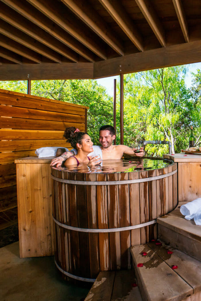 Man and woman in hot springs
