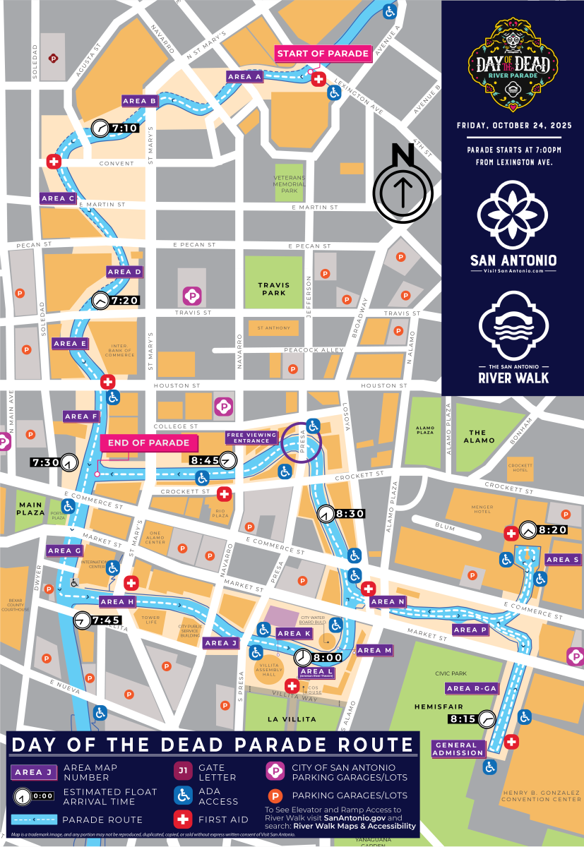 Map of parade route for Day of the Dead River Parade.