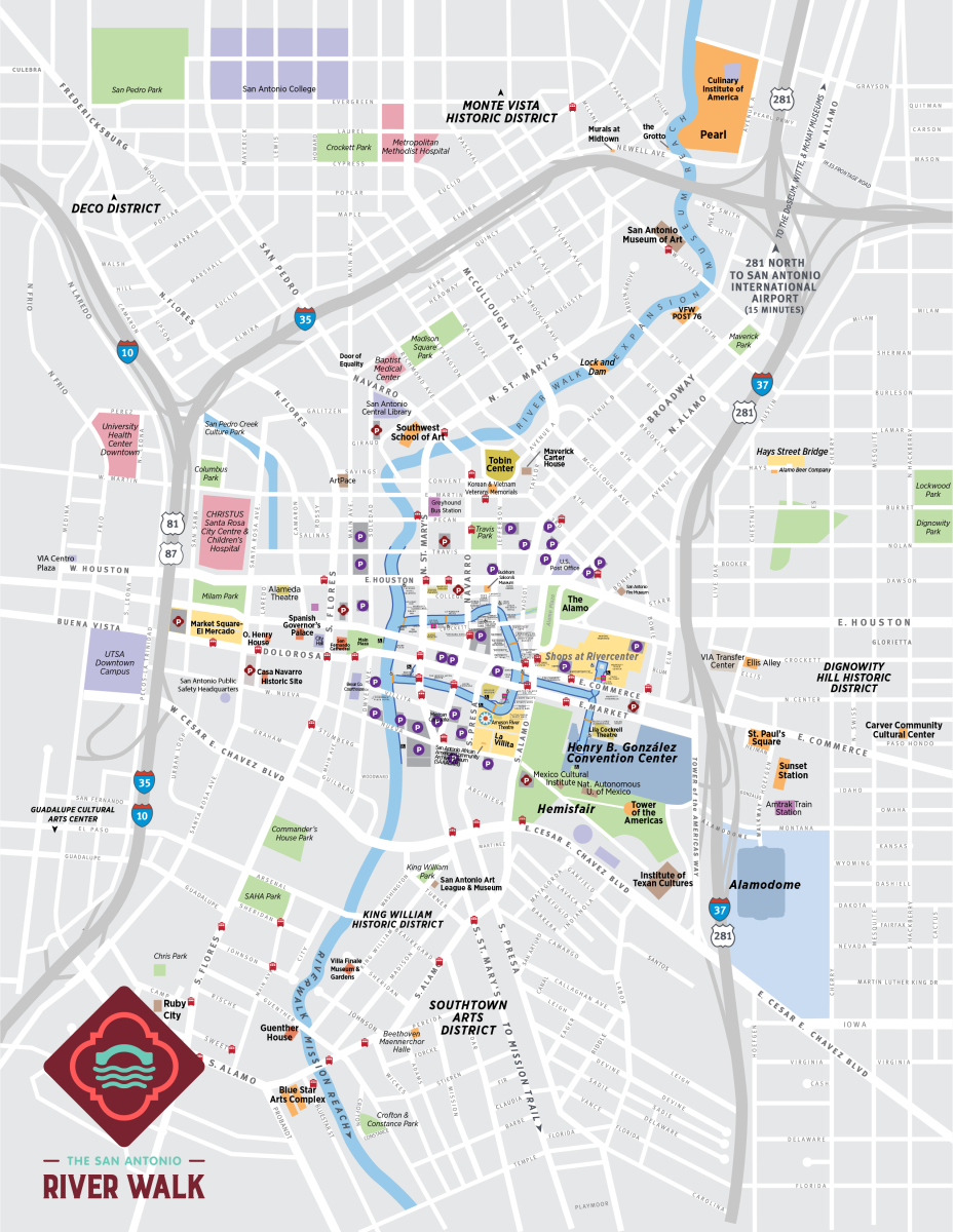 San Antonio River Walk - Downtown Map