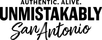 Authentic. Alive. Unmistakably San Antonio. logo in black font.