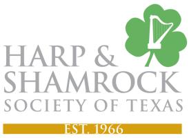 Logo with harp inside a shamrock