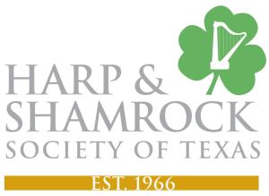 Logo with harp inside a shamrock