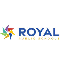 Royal in blue font with windmill graphic