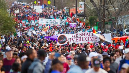 San Antonio crowd marching during MLK March