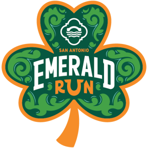 Emerald Run 5k Event logo in the shape of green shamrock.