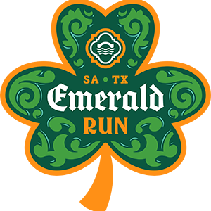 Emerald Run 5k Event logo in the shape of green shamrock.