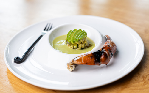 Plated dish with fork at Mixtli in San Antonio.