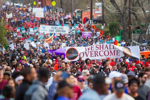 San Antonio crowd marching during MLK March