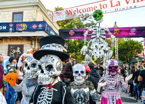 Costumed characters at Day of the Dead La Villita Festival