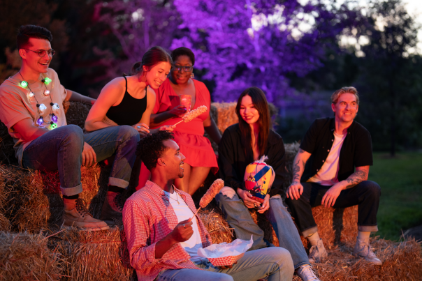 Friends laughing at San Antonio Botanical Garden