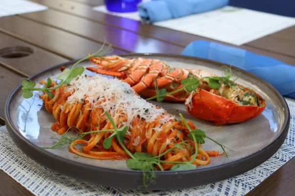 Lobster pasta on dish