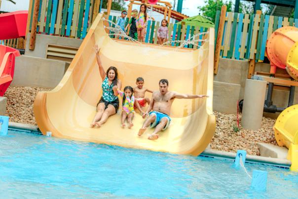 Family on waterslide at Schlitterbahn.