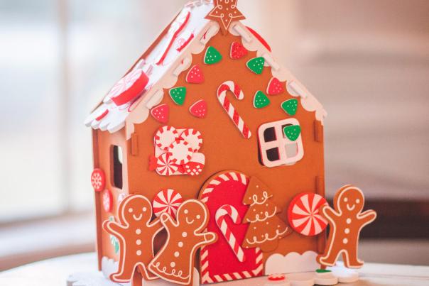 Gingerbread house with peppermints