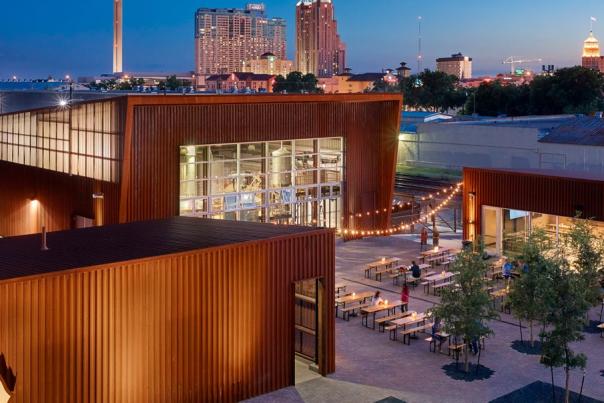 Exterior overhead view of Alamo Beer Company exterior in San Antonio.